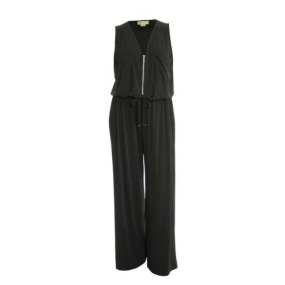 Michael Kors Zip Front Wide-Leg Jumpsuit Romper - Picture 4 of 11